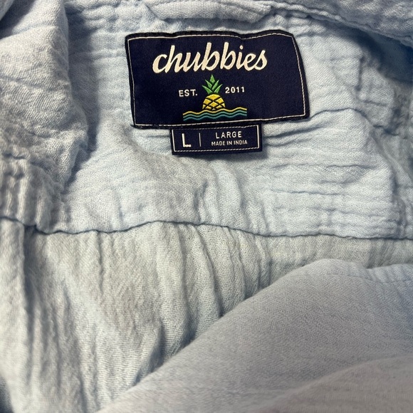 Chubbies Gauze Sunday Camp Shirt Made In The Shade Blue Size Large Button-Up Nwt - Picture 4 of 7